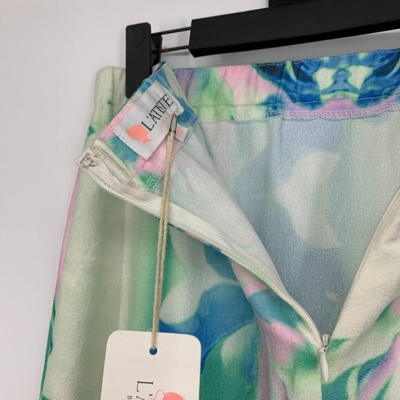 L'ATISTE Skirt Watercolor Maxi High Slit Colorful Flowy - Picture 2 of 11